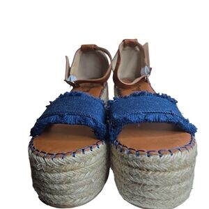 Lemon Drop Frayed Denim Espadrille